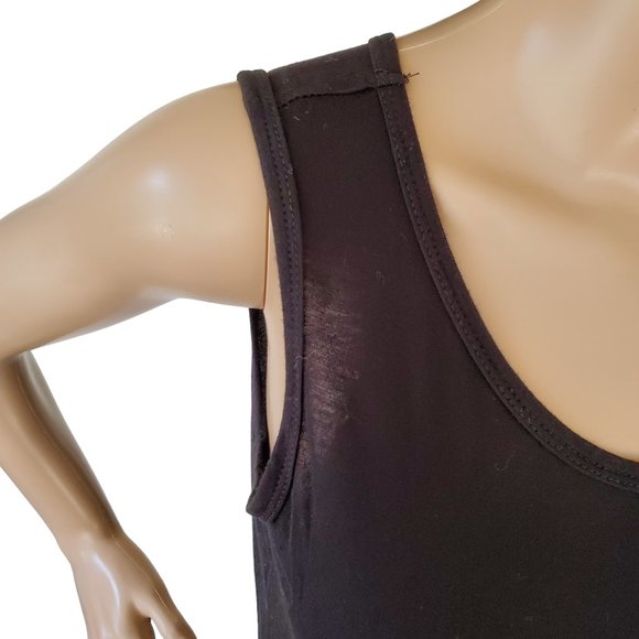 Boho T Shirt Maxi Dress Women's M Teal Black Stretch Knit Pockets Sleeveless - Picture 8 of 12